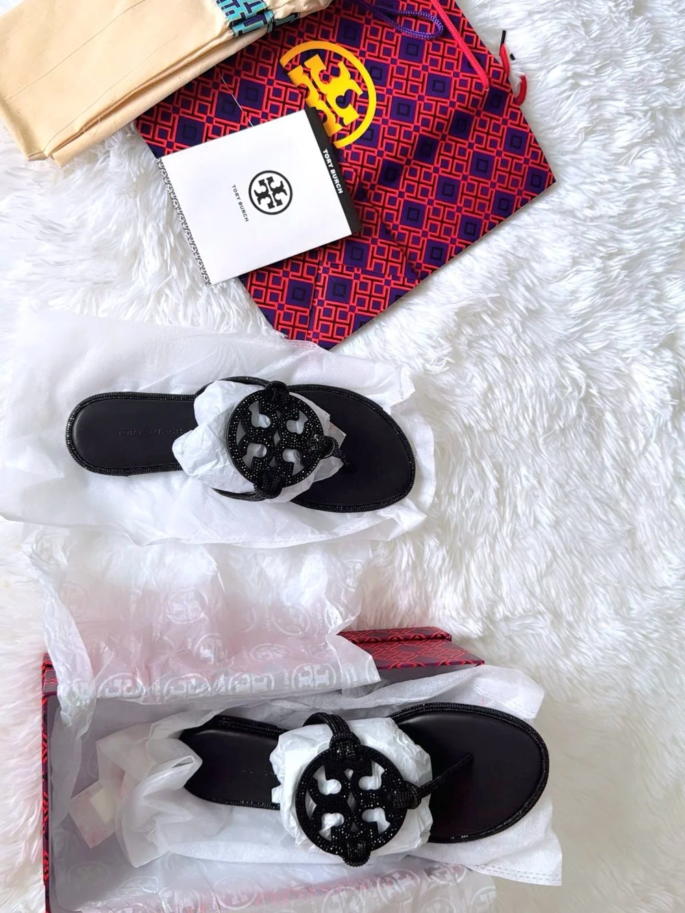 Tory Burch Kids Black Logo Jelly Thong Sandals